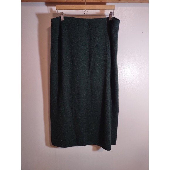 J Jill Women's L Green Cotton Silk Blend Skirt Pull On Maxi Knit Stretch Basic - Picture 7 of 8